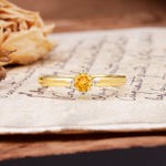 Simple 4-Prong Round Cut Citrine Side Stone Engagement Ring - Additional view
