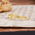 Simple 4-Prong Round Cut Citrine Side Stone Engagement Ring - Additional view
