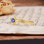Simple 4-Prong Round Cut Tanzanite Side Stone Engagement Ring - Additional view
