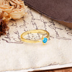 Simple 4-Prong Round Cut Turquoise Side Stone Engagement Ring - Additional view