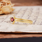 Simple 4-Prong Round Cut Garnet Side Stone Engagement Ring - Additional view