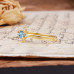 Simple 4-Prong Round Cut Aquamarine Side Stone Engagement Ring - Additional view