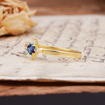 Simple 4-Prong Round Cut Alexandrite Side Stone Engagement Ring - Additional view