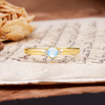 Simple 4-Prong Round Cut Moonstone Side Stone Engagement Ring - Additional view