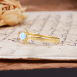 Simple 4-Prong Round Cut Moonstone Side Stone Engagement Ring - Additional view