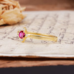 Simple 4-Prong Round Cut Ruby Side Stone Engagement Ring - Additional view
