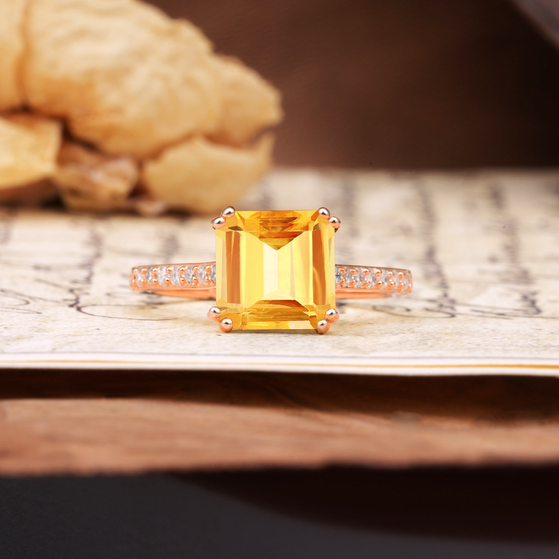 Classic 8-Prong Princess Cut Citrine Engagement Ring - Additional view