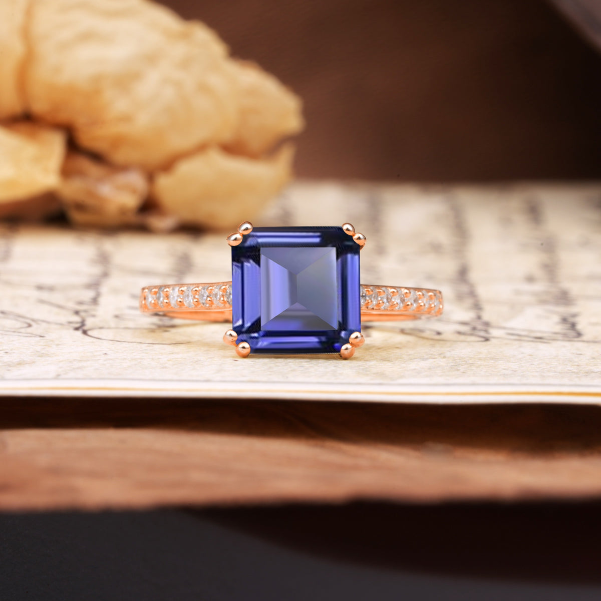 Classic 8-Prong Princess Cut Tanzanite Engagement Ring - Additional view