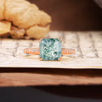 Classic 8-Prong Princess Cut Moss Agate Engagement Ring - Additional view