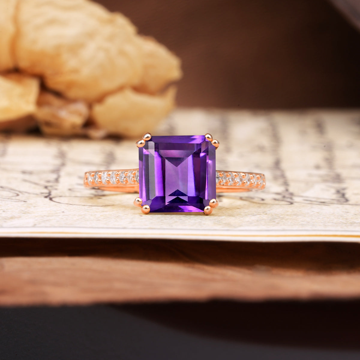 Classic 8-Prong Princess Cut Amethyst Engagement Ring - Additional view