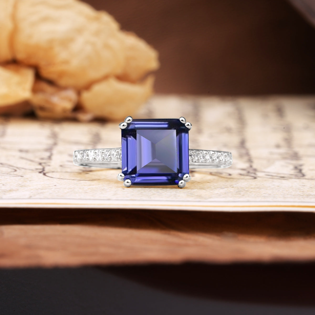 Classic 8-Prong Princess Cut Tanzanite Engagement Ring - Additional view