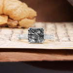 Classic 8-Prong Princess Cut Black Rutilated Quartz Engagement Ring - Additional view