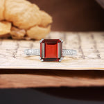 Classic 8-Prong Princess Cut Garnet Engagement Ring - Additional view