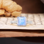 Classic 8-Prong Princess Cut Moonstone Engagement Ring - Additional view