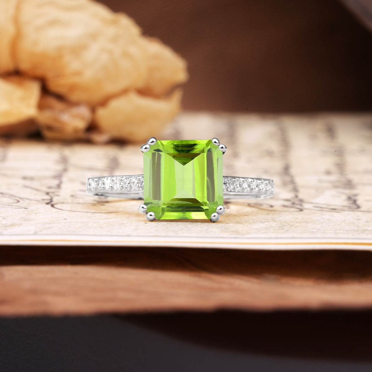 Classic 8-Prong Princess Cut Peridot Engagement Ring - Additional view