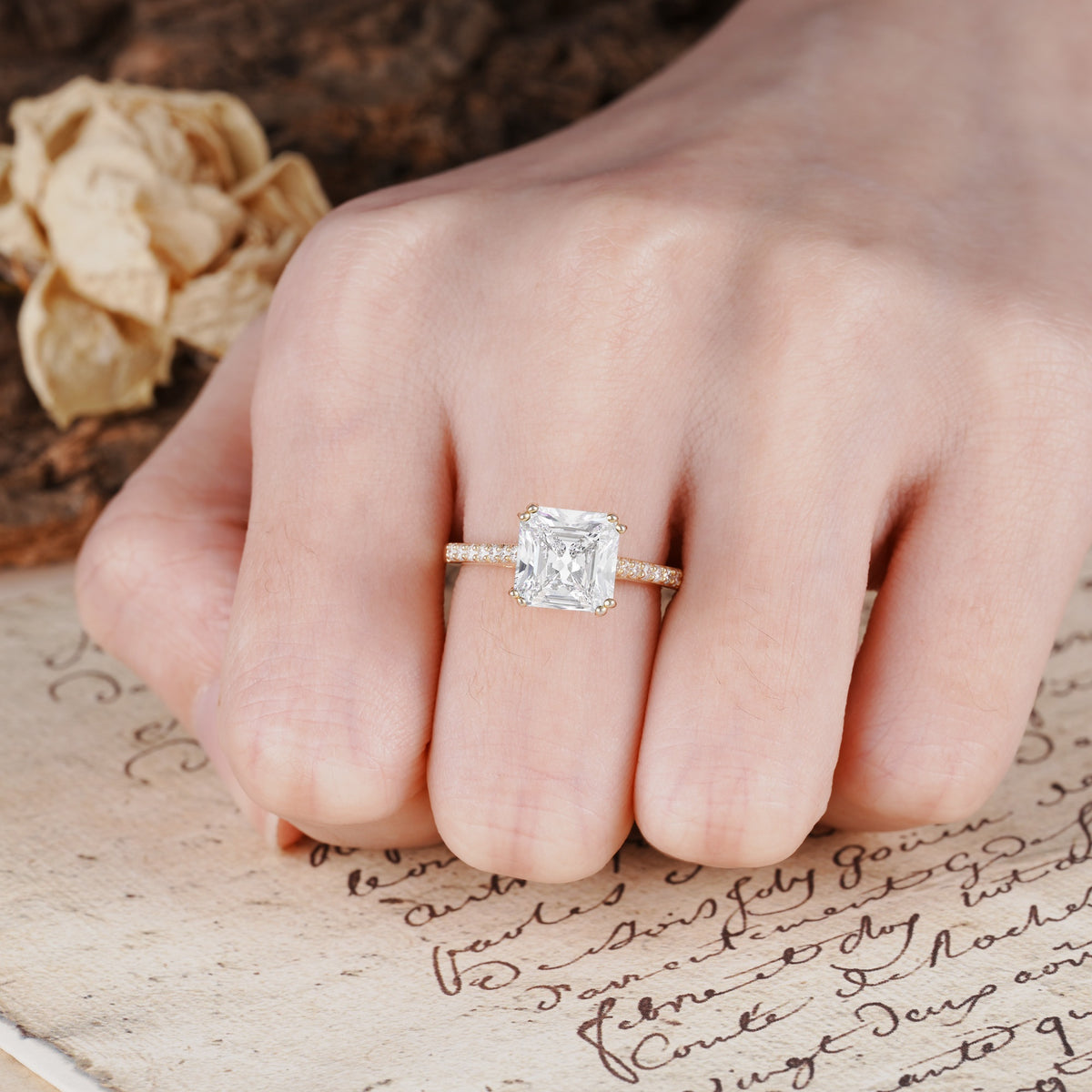 Classic 8-Prong Princess Cut Moissanite Engagement Ring - Additional view