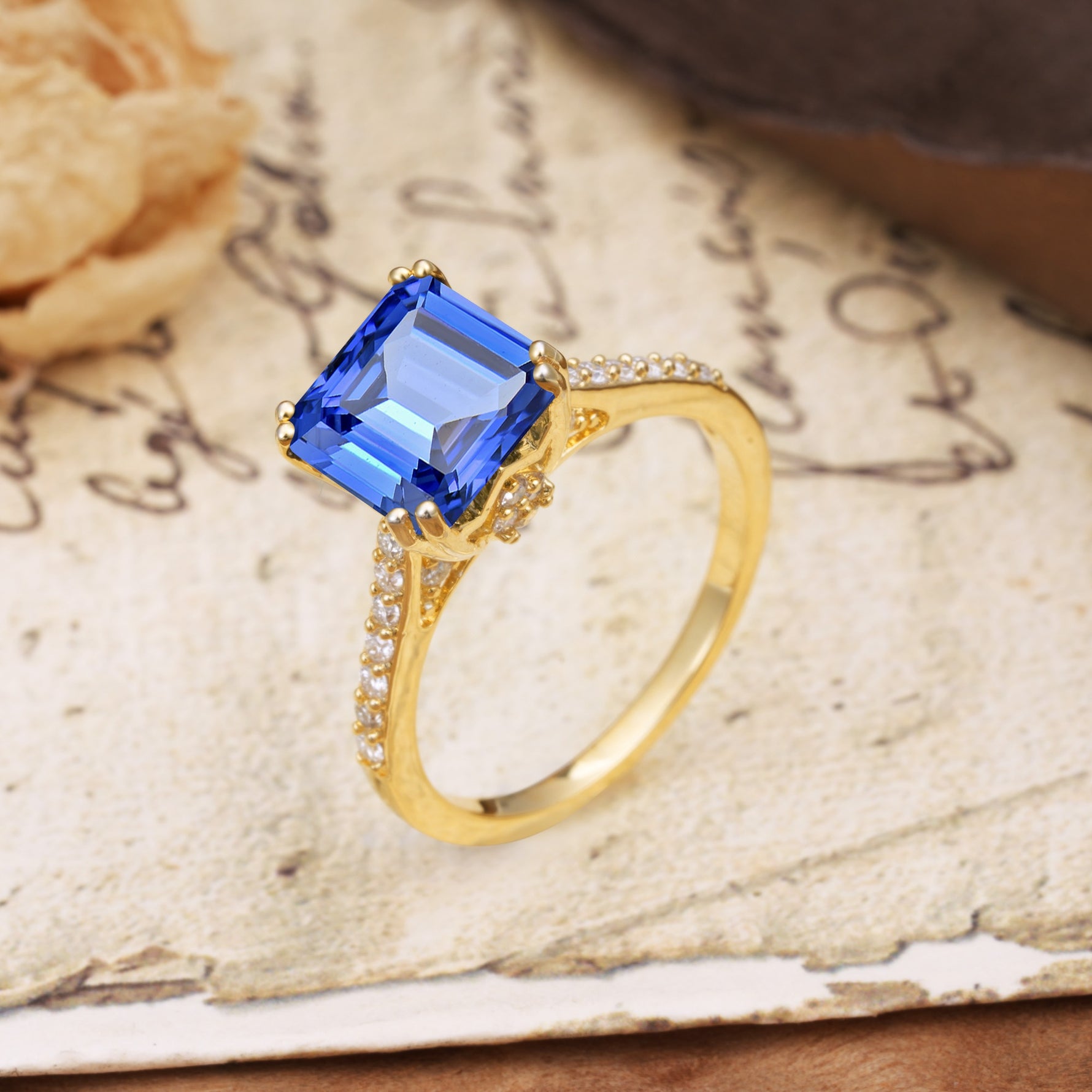 Classic 8-Prong Princess Cut Sapphire Engagement Ring - Additional view