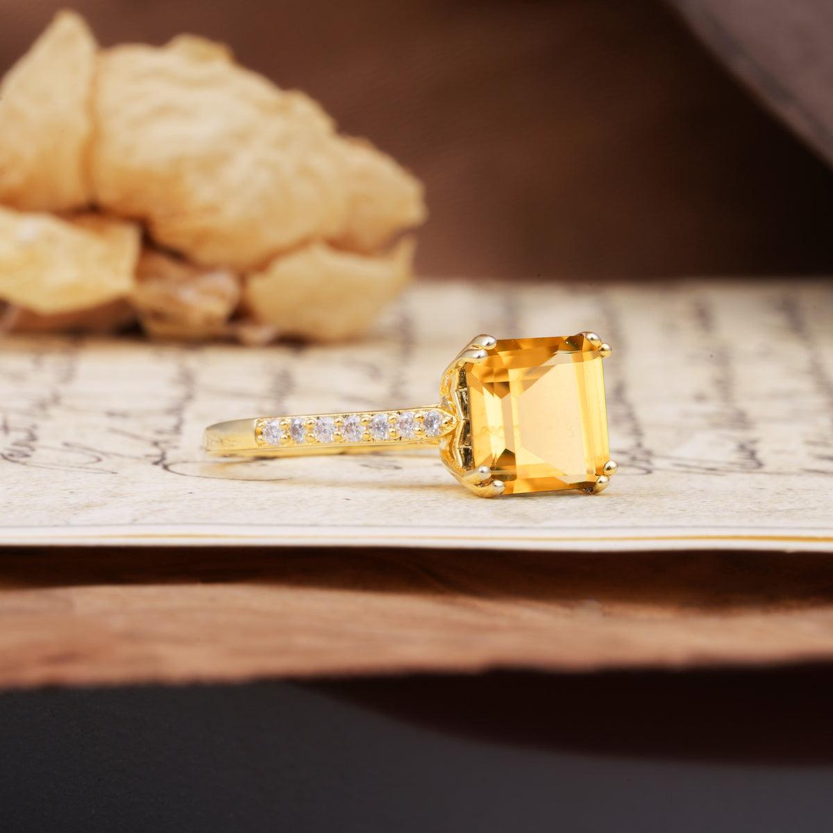 Classic 8-Prong Princess Cut Citrine Engagement Ring - Additional view