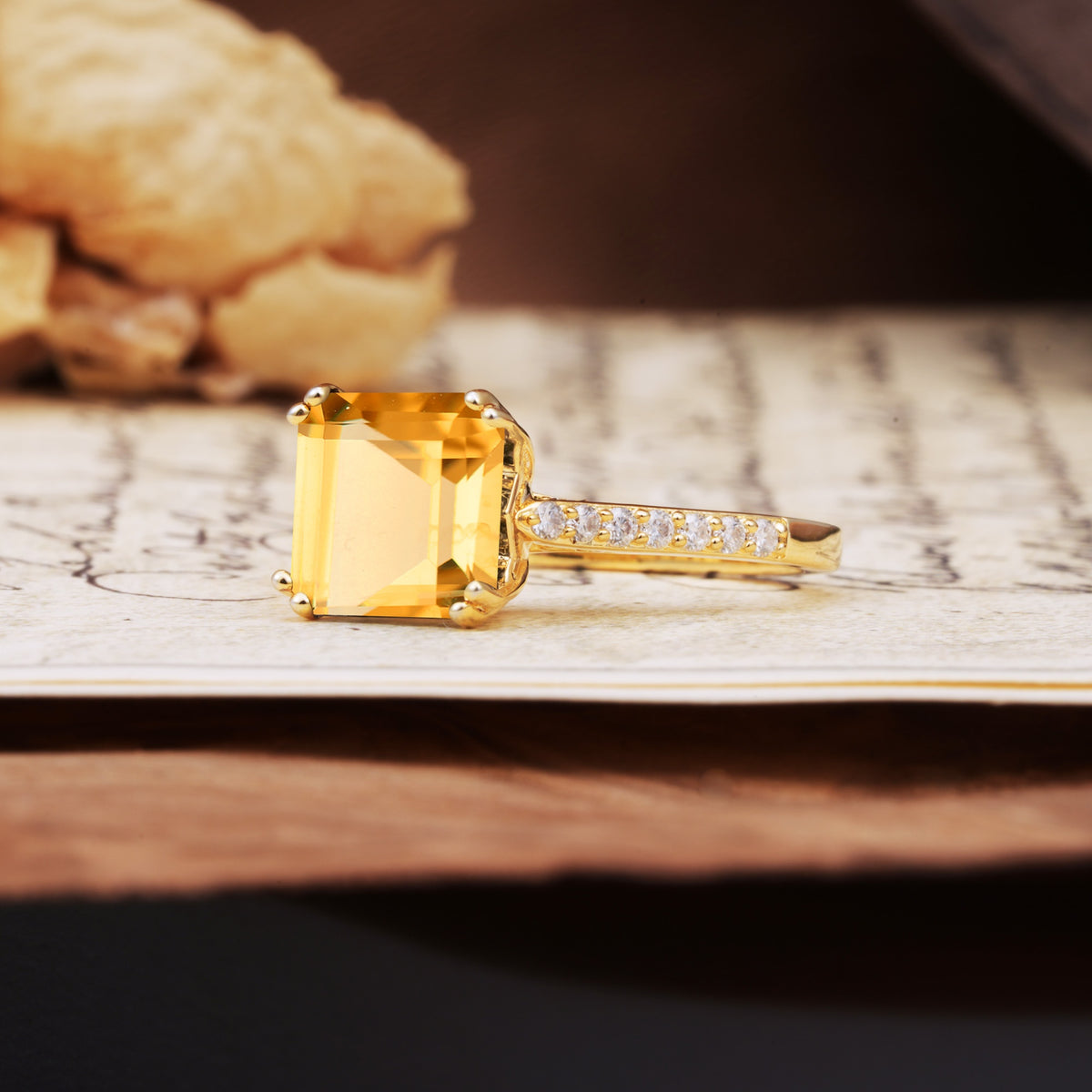 Classic 8-Prong Princess Cut Citrine Engagement Ring - Additional view