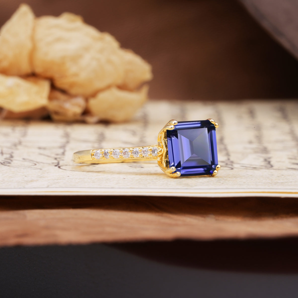 Classic 8-Prong Princess Cut Tanzanite Engagement Ring - Additional view