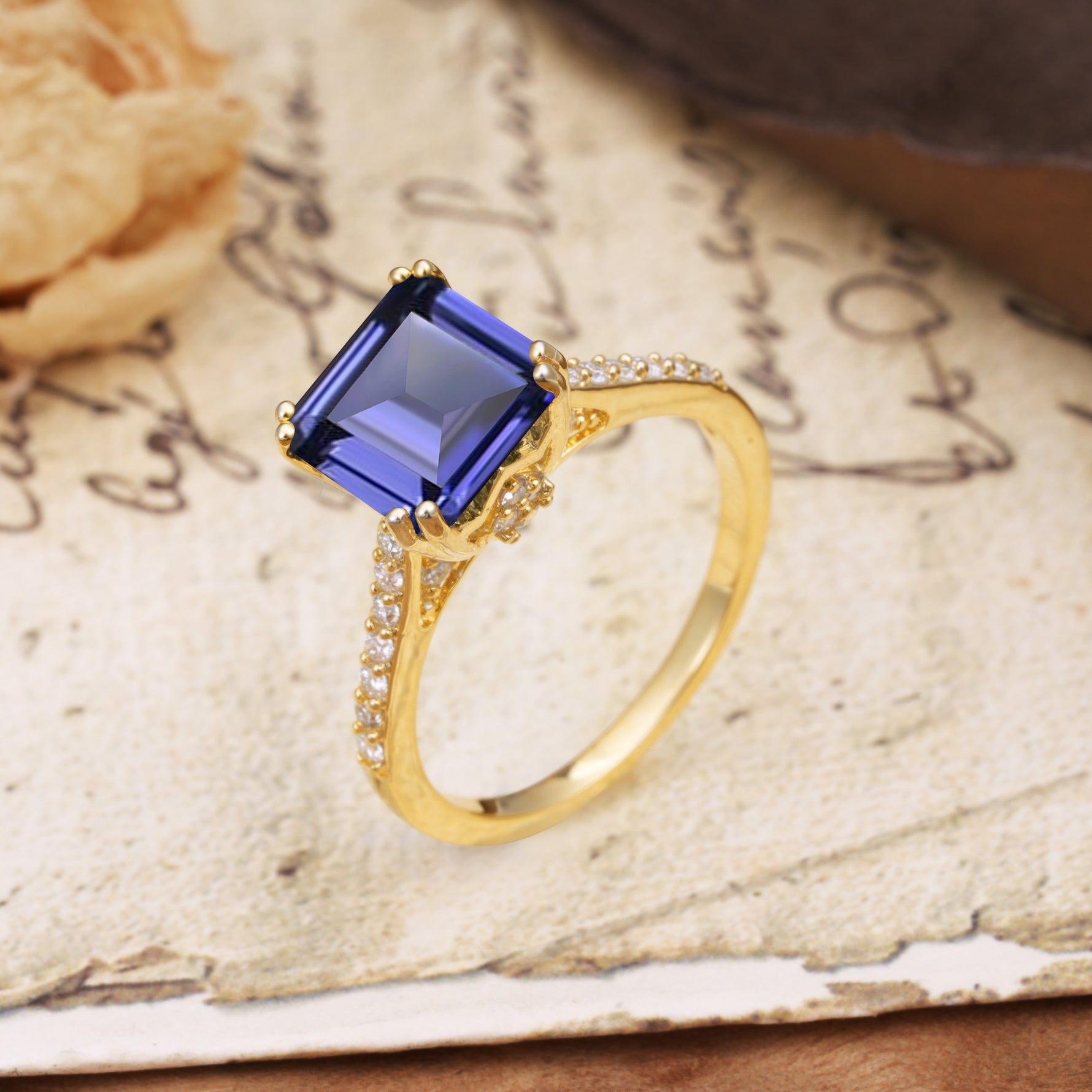 Classic 8-Prong Princess Cut Tanzanite Engagement Ring - Additional view