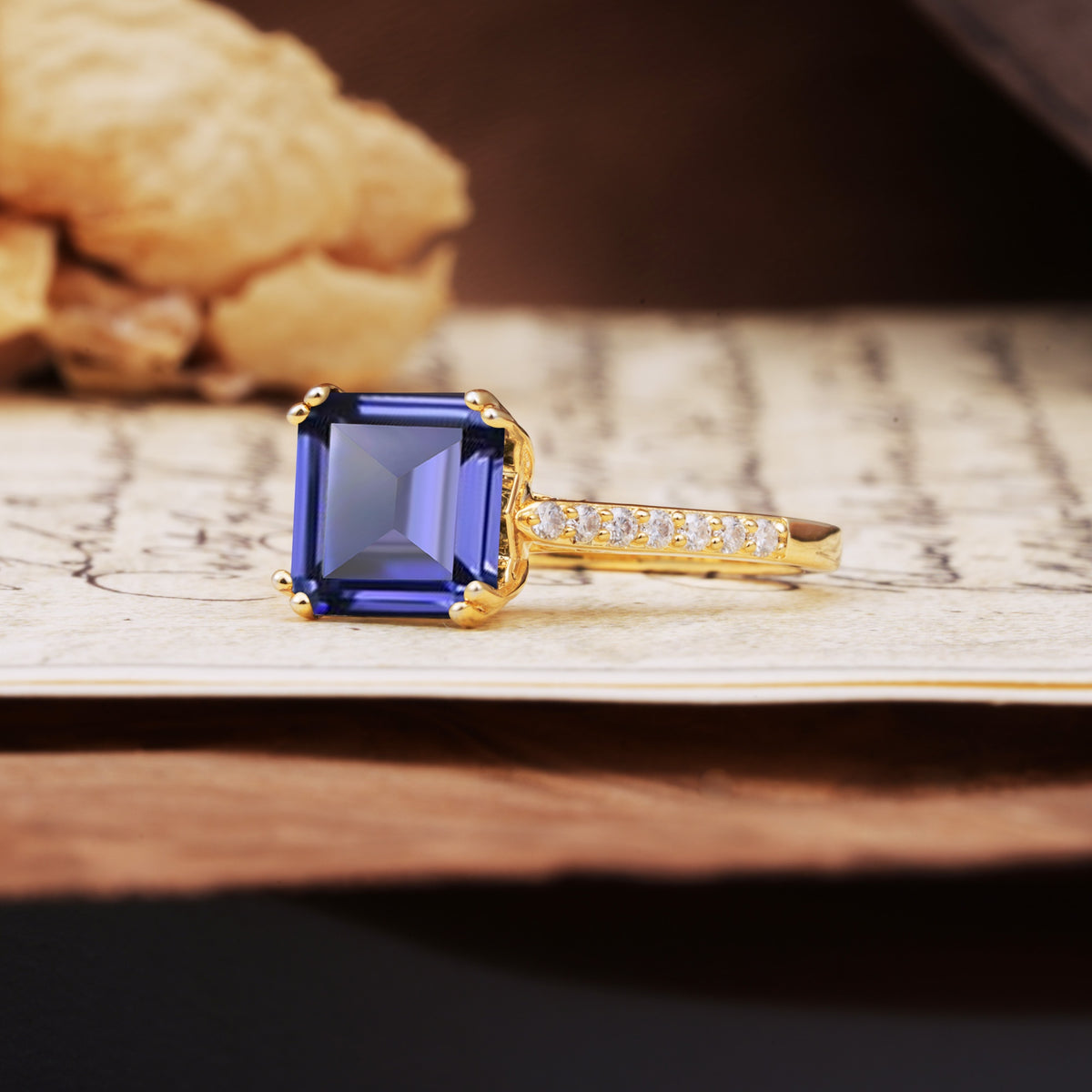 Classic 8-Prong Princess Cut Tanzanite Engagement Ring - Additional view