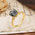 Classic 8-Prong Princess Cut Black Rutilated Quartz Engagement Ring - Additional view