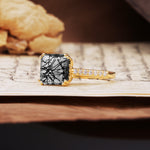 Classic 8-Prong Princess Cut Black Rutilated Quartz Engagement Ring - Additional view