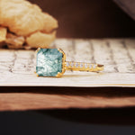 Classic 8-Prong Princess Cut Moss Agate Engagement Ring - Additional view