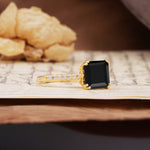 Classic 8-Prong Princess Cut Black Onyx Engagement Ring - Additional view