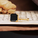 Classic 8-Prong Princess Cut Black Onyx Engagement Ring - Additional view
