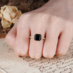 Classic 8-Prong Princess Cut Black Onyx Engagement Ring - Additional view
