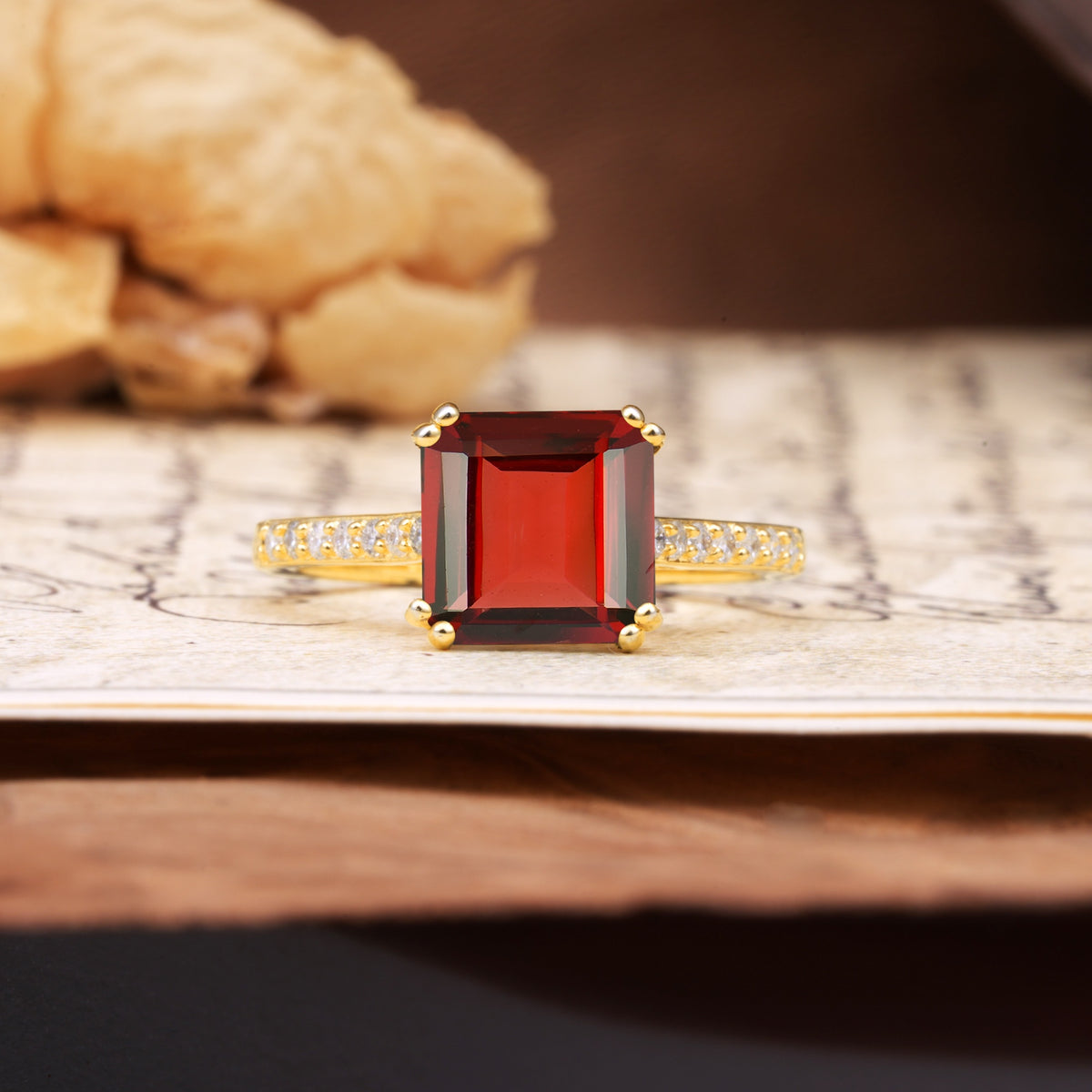 Classic 8-Prong Princess Cut Garnet Engagement Ring - Additional view