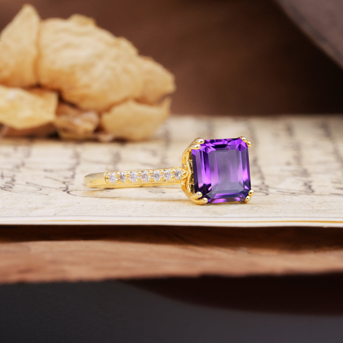 Classic 8-Prong Princess Cut Amethyst Engagement Ring - Additional view
