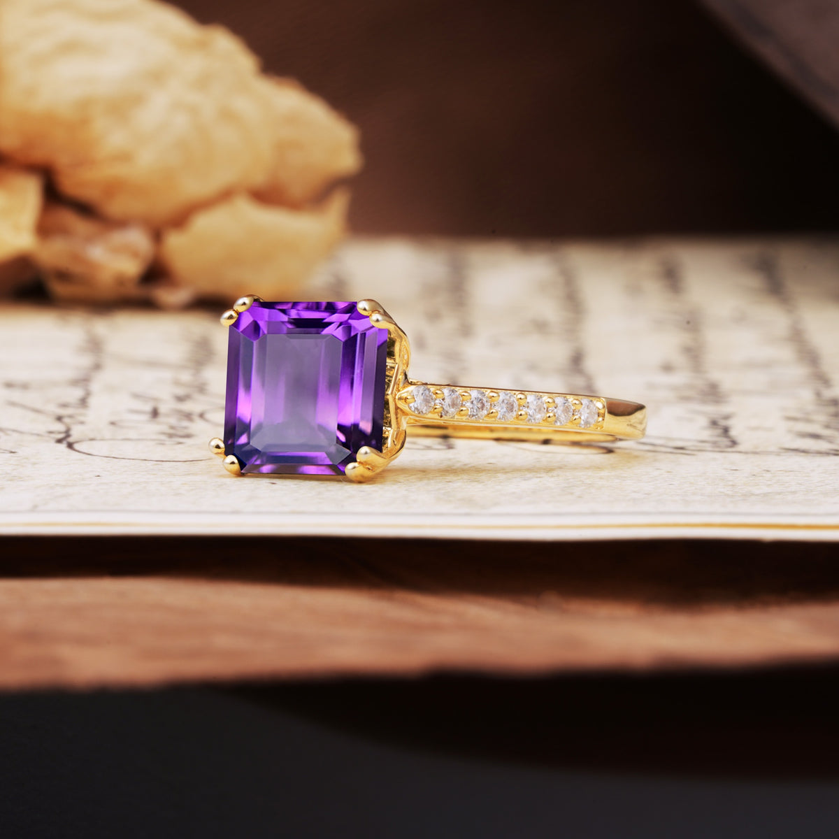 Classic 8-Prong Princess Cut Amethyst Engagement Ring - Additional view