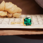 Classic 8-Prong Princess Cut Emerald Engagement Ring - Additional view