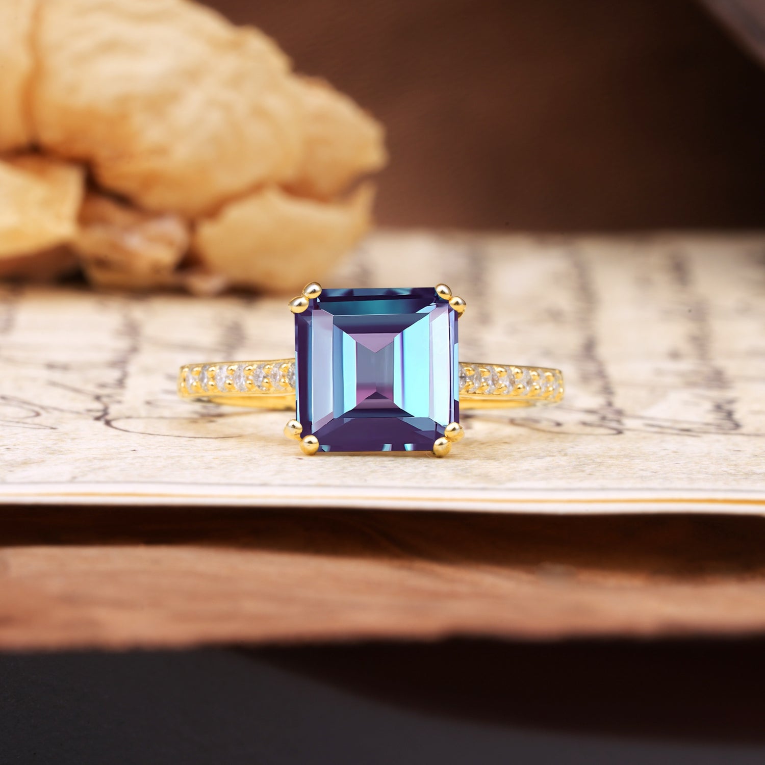 Classic 8-Prong Princess Cut Alexandrite Engagement Ring - Additional view