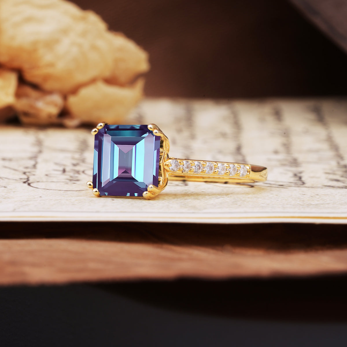 Classic 8-Prong Princess Cut Alexandrite Engagement Ring - Additional view