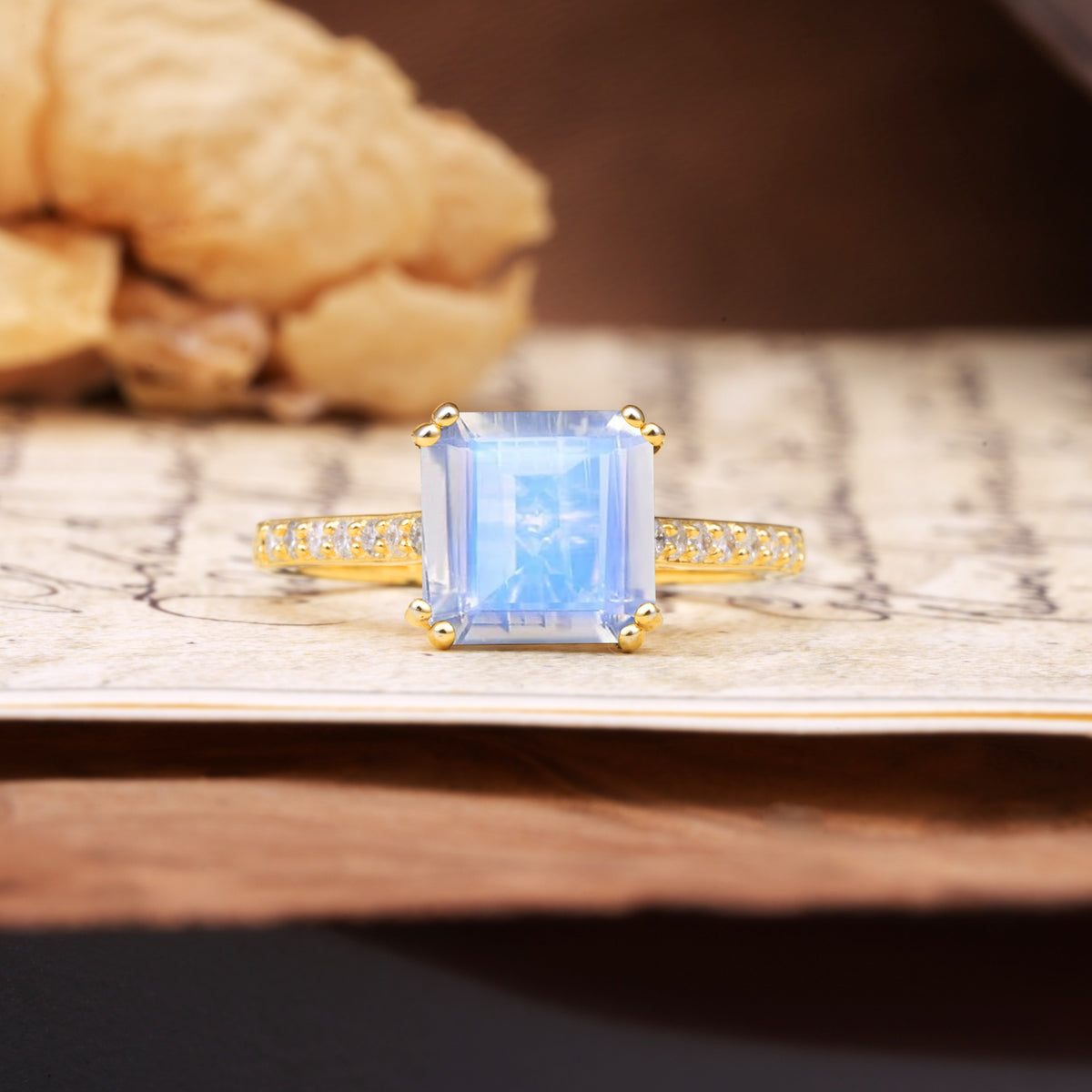 Classic 8-Prong Princess Cut Moonstone Engagement Ring - Additional view