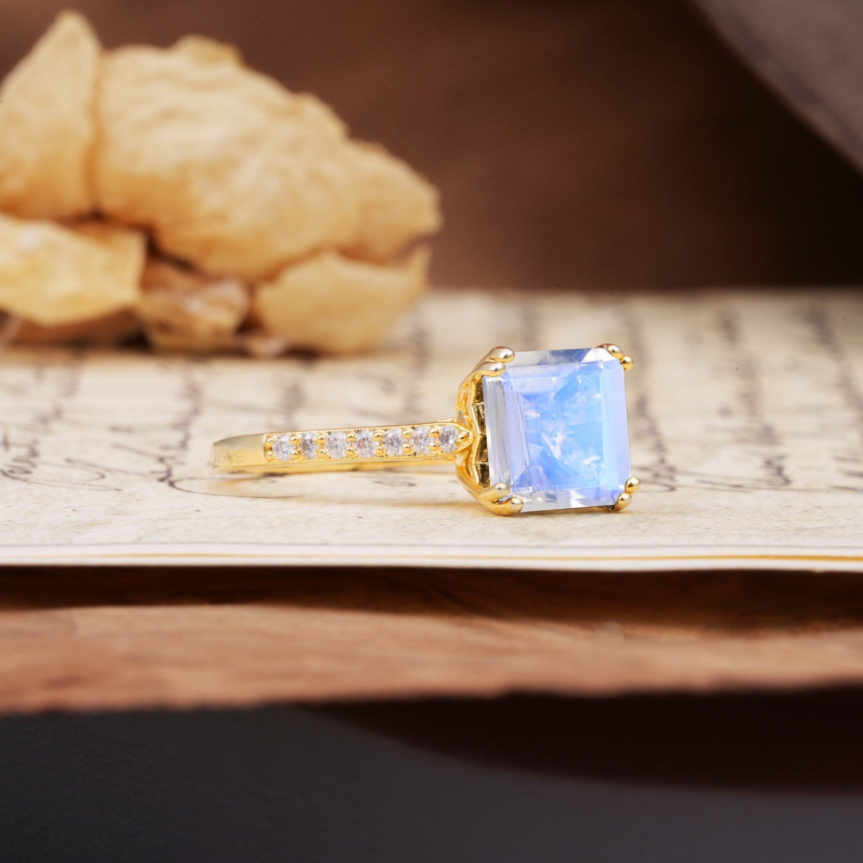 Classic 8-Prong Princess Cut Moonstone Engagement Ring - Additional view