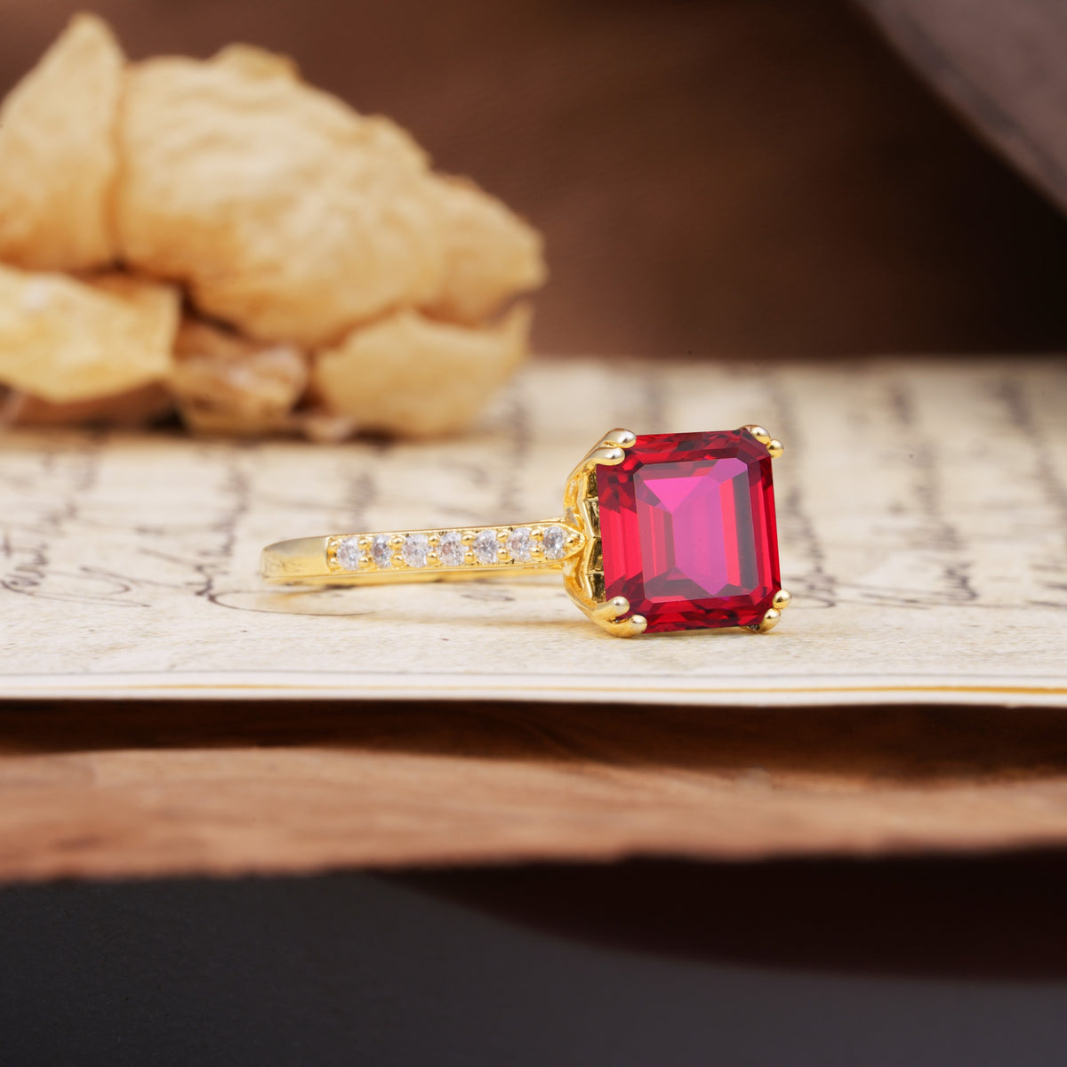 Classic 8-Prong Princess Cut Ruby Engagement Ring - Additional view