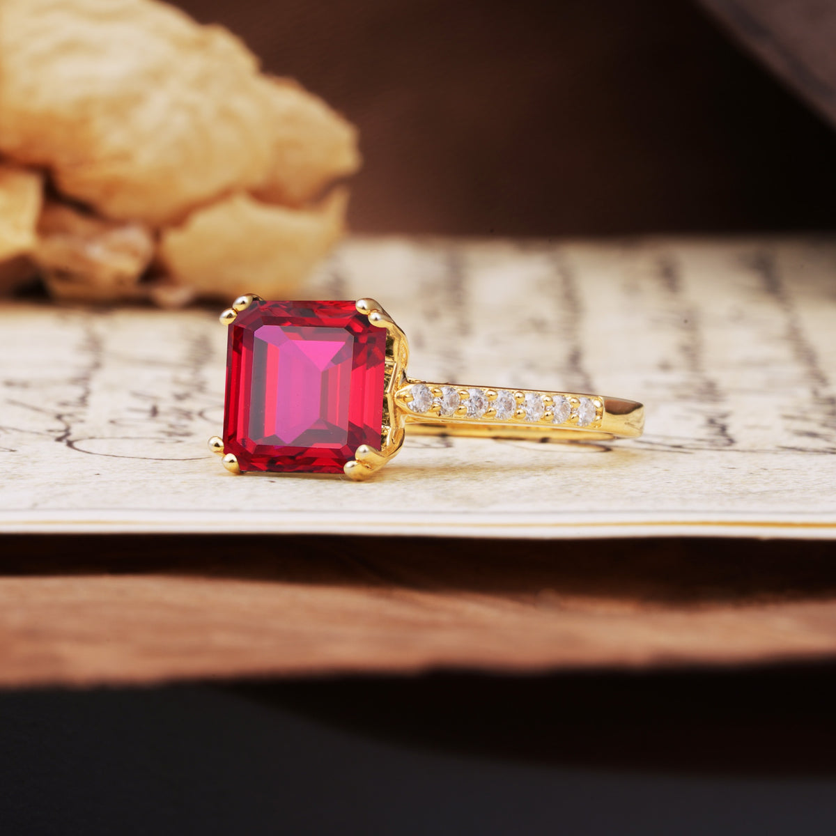 Classic 8-Prong Princess Cut Ruby Engagement Ring - Additional view