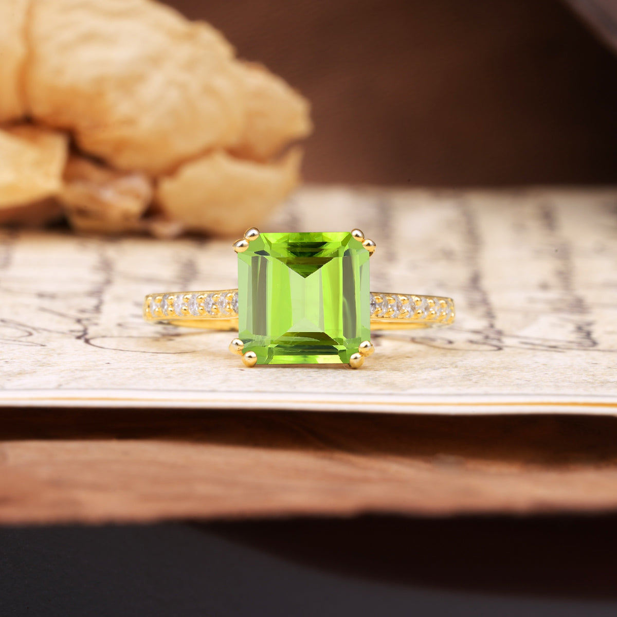 Classic 8-Prong Princess Cut Peridot Engagement Ring - Additional view