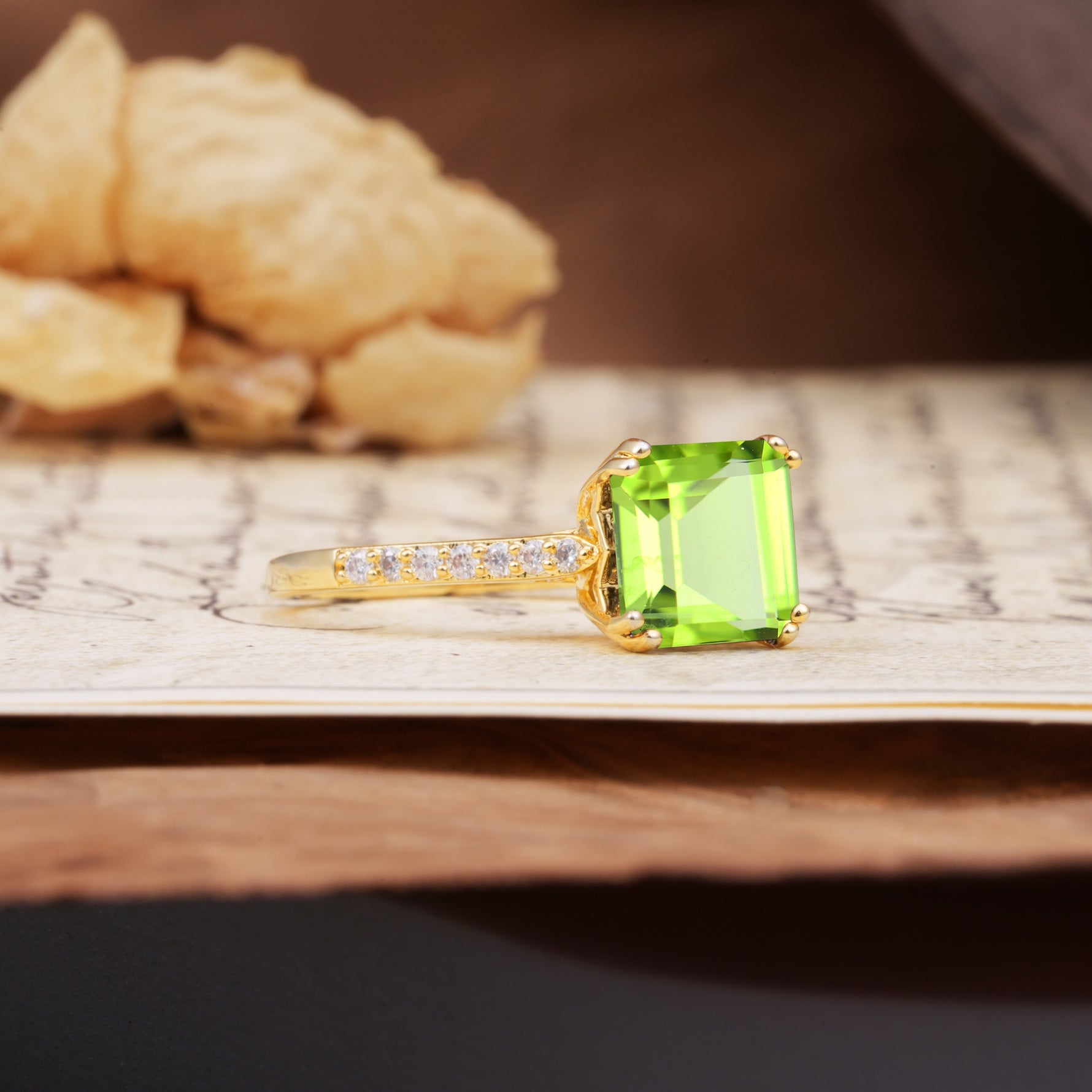 Classic 8-Prong Princess Cut Peridot Engagement Ring - Additional view
