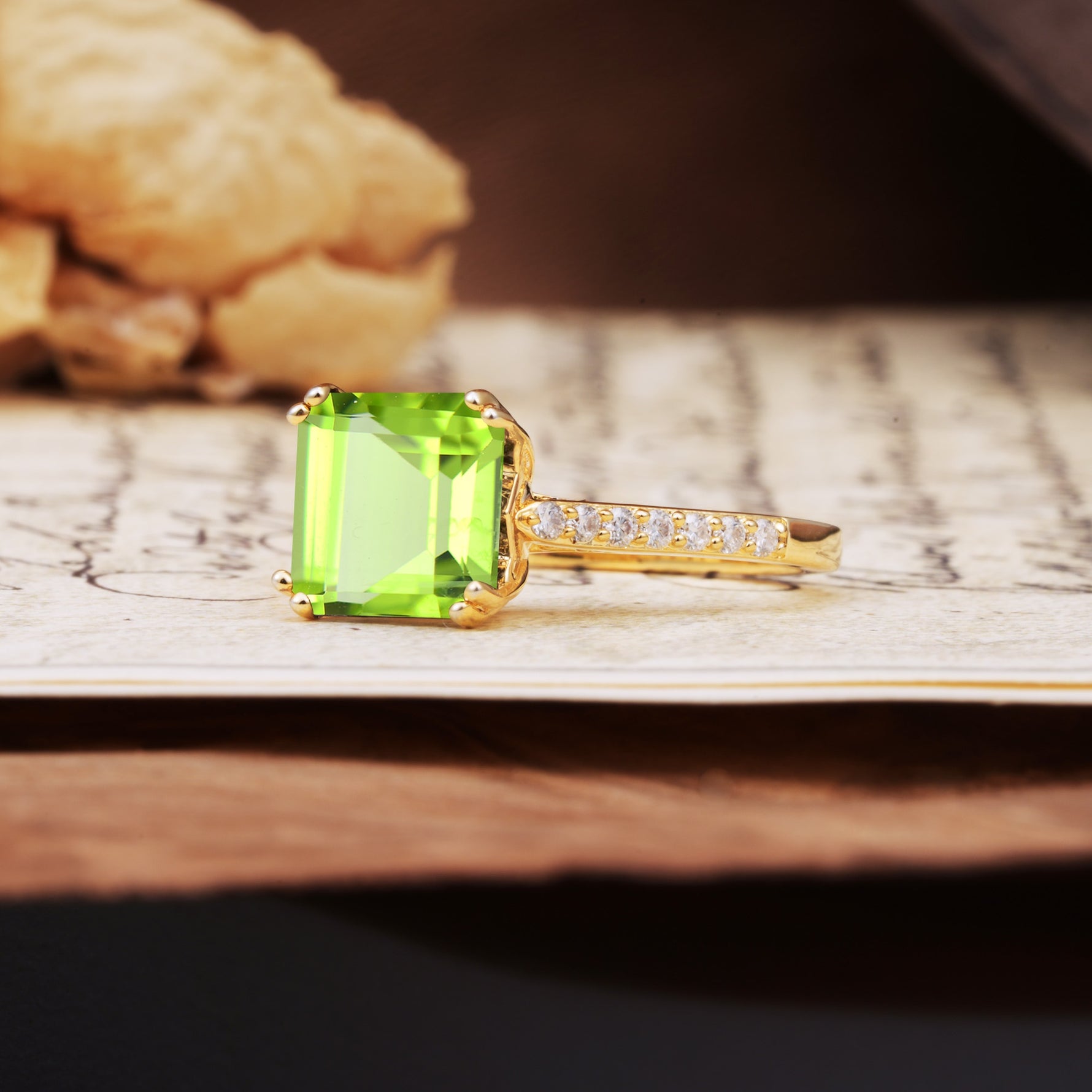 Classic 8-Prong Princess Cut Peridot Engagement Ring - Additional view
