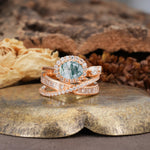 Vintage-Luxury Entwined 4-Prong Oval Cut Moss Agate Engagement Ring - Additional view
