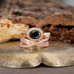 Vintage-Luxury Entwined 4-Prong Oval Cut Black Onyx Engagement Ring - Additional view