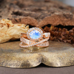 Vintage-Luxury Entwined 4-Prong Oval Cut Moonstone Engagement Ring - Additional view