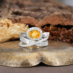 Vintage-Luxury Entwined 4-Prong Oval Cut Citrine Engagement Ring - Additional view