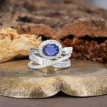 Vintage-Luxury Entwined 4-Prong Oval Cut Tanzanite Engagement Ring - Additional view